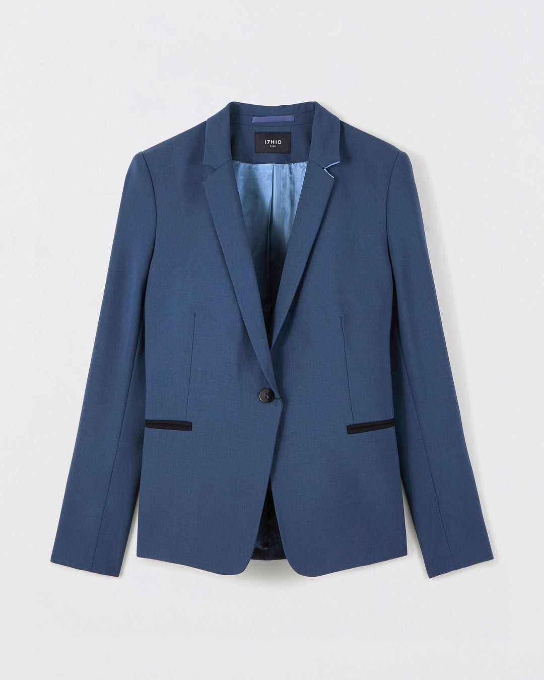 Tailor-jacket-blazer-blue-grey-Cut-cut-collar-tailor-Length-below-bottom-Two-pockets-pass-punched-Two-pockets-inside-Two-pockets-fully-lined-Button-down-sleeves-Buttons-black-17H10-tailors-for-women-paris-